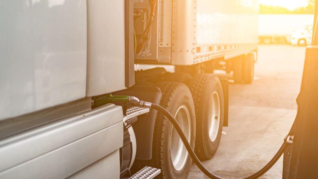 A truck is plugged into the charger.